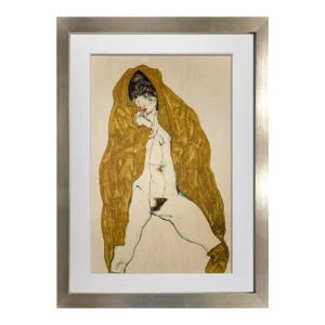 Egon Schiele Lithograph "Female Nude With Yellow Shawl"