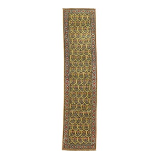Narrow Paisley Yellow Antique Runner - 1'11" x 7'6" For Sale
