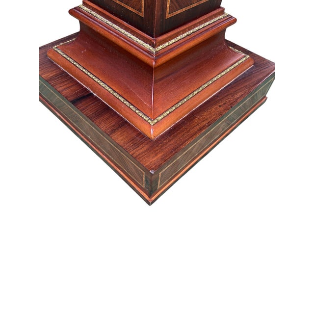 Inlaid Wood Regency Pedestal Greek Key Brass Ormolu For Sale - Image 9 of 17