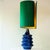 Sapphire Blue Ceramic Floor Table Lamp with Lampshade attributed to R. Houben, 1970s For Sale - Image 3 of 10