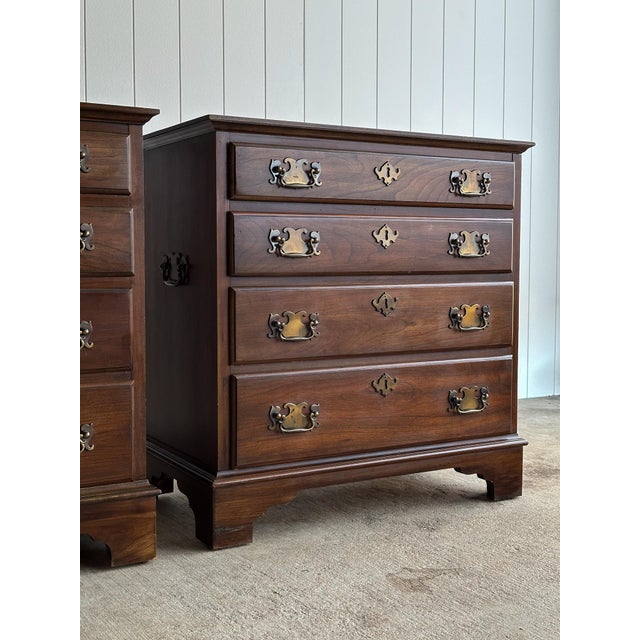 Late 20th Century Late 20th Century Georgian Cherry Bachelor Chests, Pair For Sale - Image 5 of 17