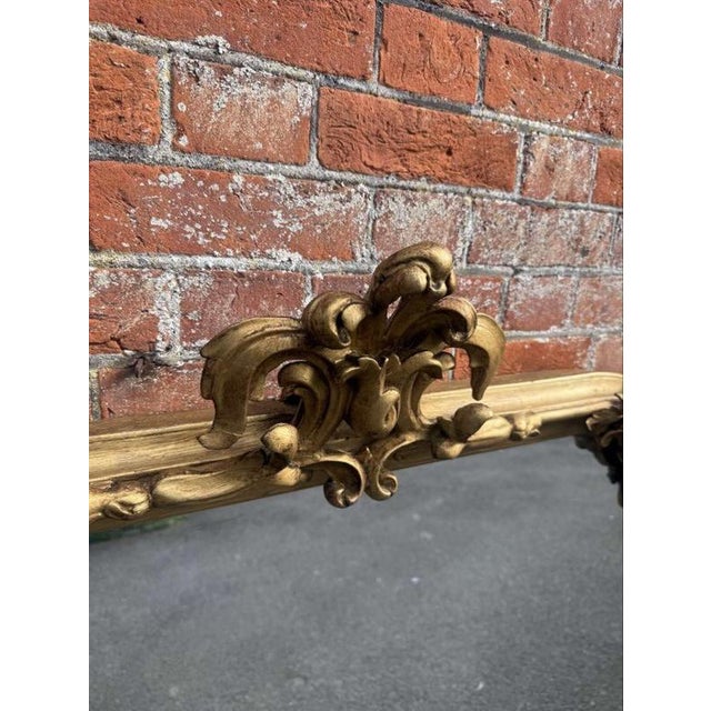 Large Antique English Gilt Overmantle Mirror, 1800s For Sale - Image 3 of 9