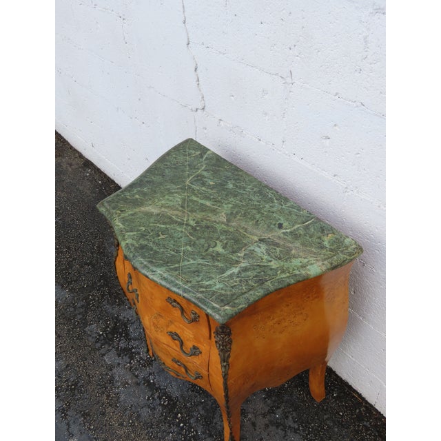 French Marble Top Bombay Serpentine Burlwood Commode Nightstand 6346 For Sale - Image 12 of 16