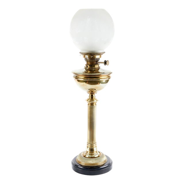 Antique Victorian Brass Oil Lamp, 1880 For Sale