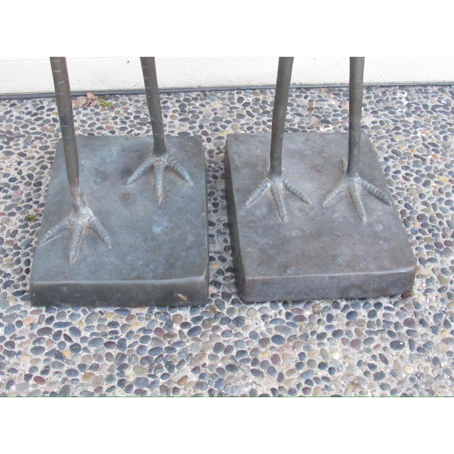 Metal Pair of Bronze Garden Cranes For Sale - Image 7 of 11