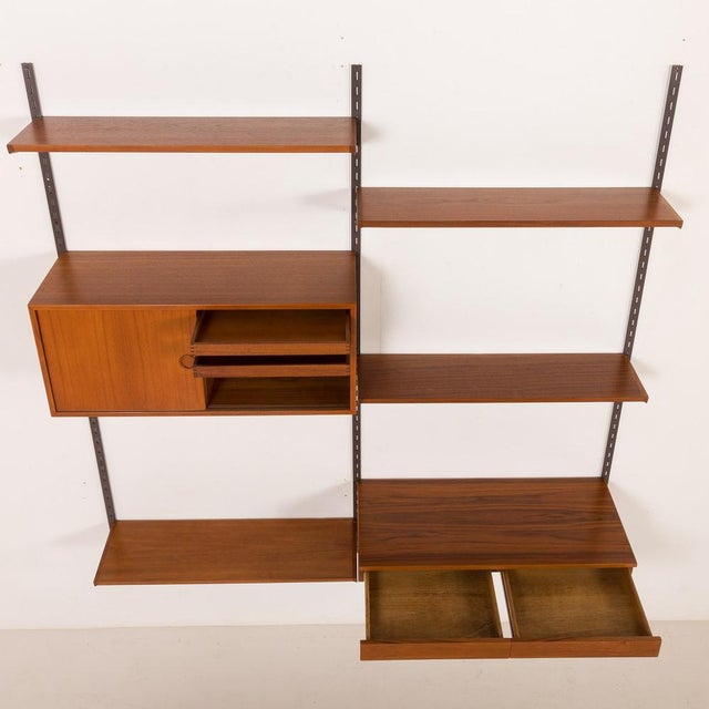 Wood Teak Wall Unit with Desk by Kai Kristiansen for FM Mobler, 1960s, Set of 9 For Sale - Image 7 of 17