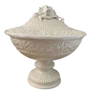 Vintage Italian Ceramic Creamware Footed Compote Centerpiece