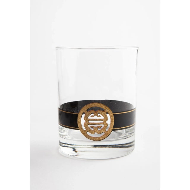 Black Vintage Set of Cera Lowball Glasses With Gold Shou Symbol For Sale - Image 8 of 11