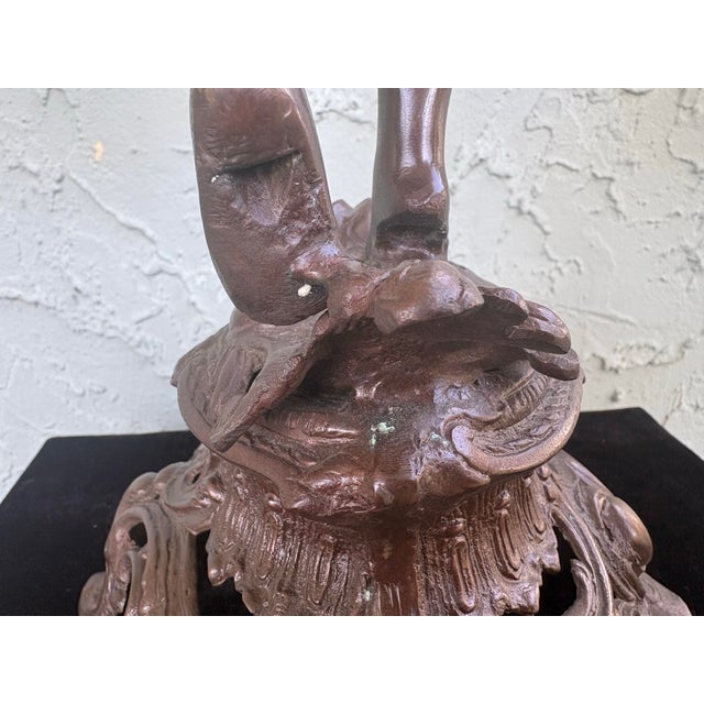 Antique-Style Figural Cherub Candle Holder in Cast Metal With Rococo Base 19.5” For Sale - Image 10 of 12