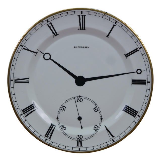 1980s Ralph Lauren Wedgwood Pocket Watch Clock Charger Serving Plate 13" For Sale