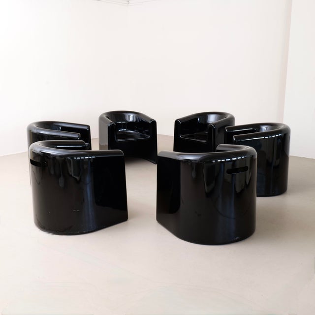 Melaina Fiberglass Monobloc Armchairs for Driade by Rodolfo Bonetto, 1970s, Set of 6 For Sale - Image 11 of 12