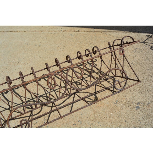 Vintage Pair Brown Scroll Metal / Wire Rectangle Wall Planters Window Boxes For Sale - Image 13 of 16
