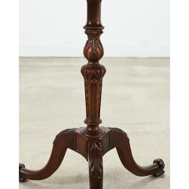 Wood Georgian Style Carved Mahogany Pie Crust Tripod Drinks Table For Sale - Image 7 of 18