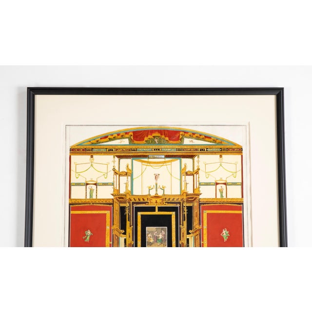 Italian 18th Century Italian Hand Colored Engraving of Frescoes Excavated at Pompeii For Sale - Image 3 of 8