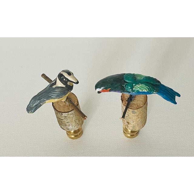 1970s Cute Artisan Made Birds Figurines Lamp Finials For Sale - Image 4 of 5