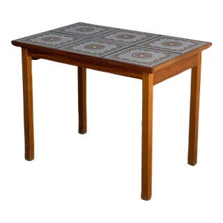 Vintage Danish Modern Teak Tile Top Side Table Mid Century Scandinavian End Accent Table For Sale