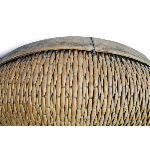 Vintage Jumbo Bamboo Grain Basket For Sale - Image 4 of 12
