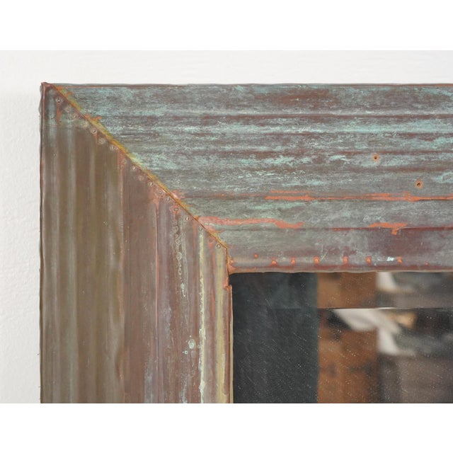 Handcrafted Copper Gutter Wall Mirror For Sale - Image 4 of 7