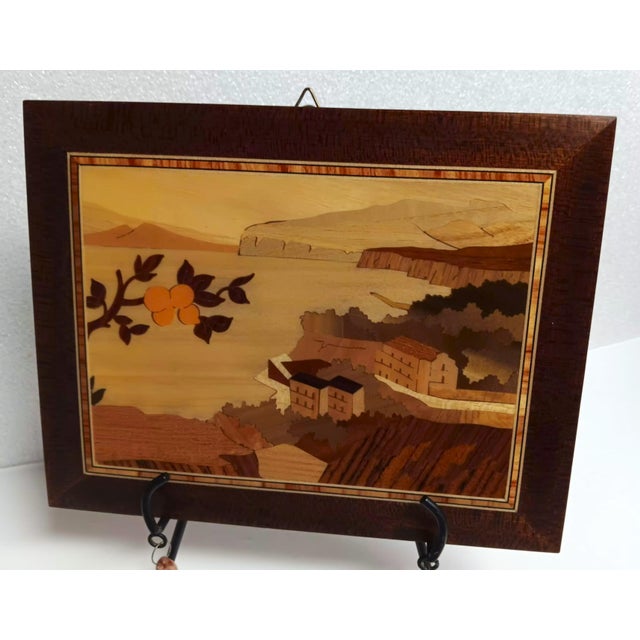 Wood 1970s Sorrento's Wood Inlay (Intarsio) Mid-Century Modern Landscape Picture For Sale - Image 7 of 17