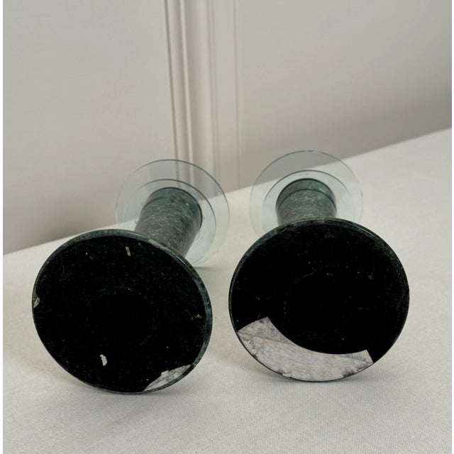 Mid-Century Modern Mid Century Modern Atomic Marble and Lucite Candlesticks, a Pair For Sale - Image 3 of 9