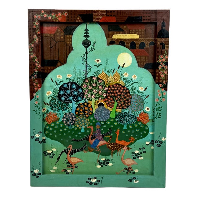 Anita Büscher-Harling, Luisenpark, Fairy Tale Island in the Big City, 1970s, Oil on Panel, Framed For Sale