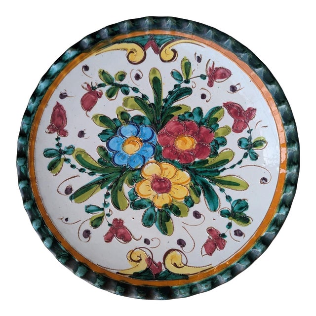 Vintage Italian Pottery Decorative Plate For Sale