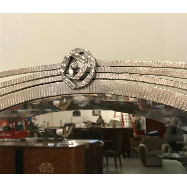 French Art Deco Geometric and Floral Wall Mirror For Sale - Image 9 of 10