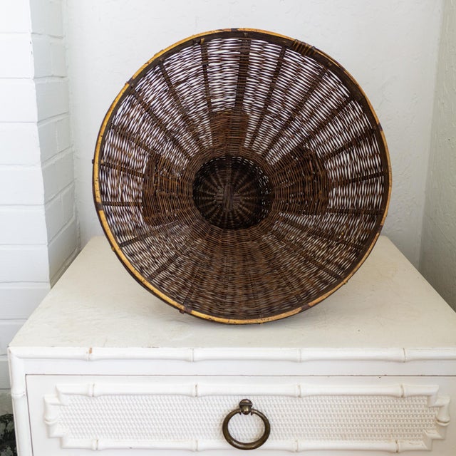 Folk Art Rattan Dog Basket Lid or Hanging Pendant Lampshade For Sale - Image 15 of 15