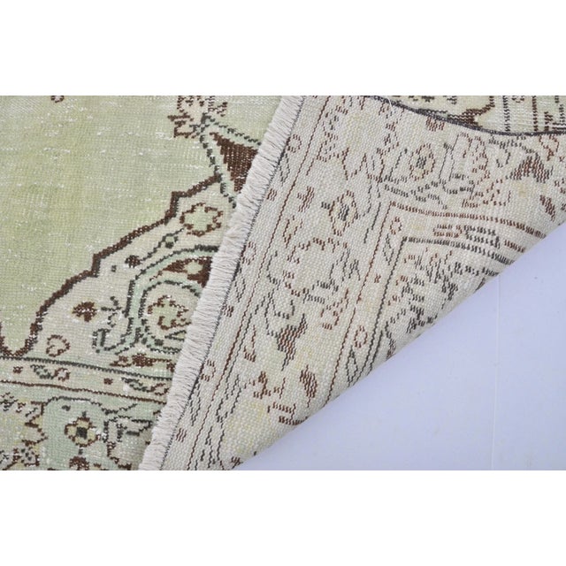 1960s Vintage Green Decor Hand Knotted Area Living Room Rug For Sale - Image 10 of 11