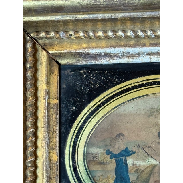 Black Circa 1800 Salem Massachusetts Derby Family Watercolor With Black Eglomise & Gilt Details For Sale - Image 8 of 11