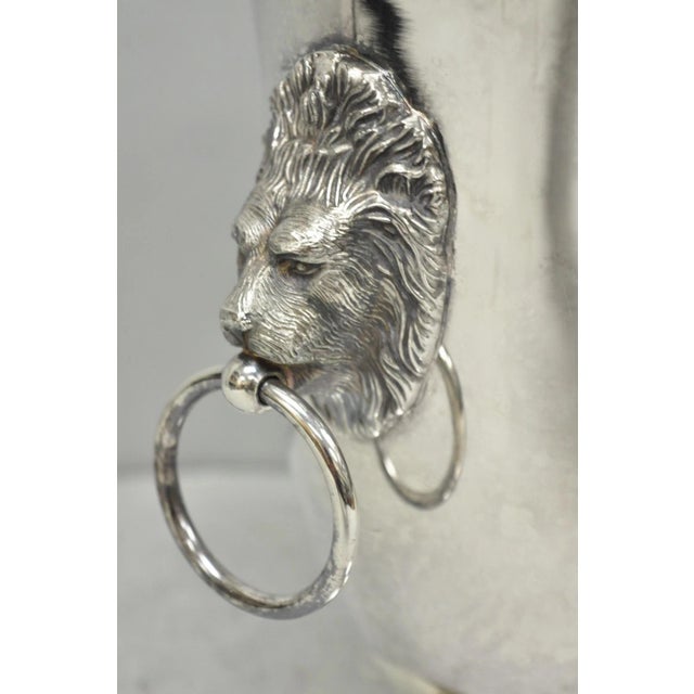 Vintage English Regency Silver Plated Lion Head Champagne Chiller Ice Bucket For Sale - Image 9 of 12