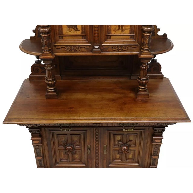 1800's Antique French Renaiss. Revival, Figural, Marquetry Buffet a Deux Corps For Sale In Austin - Image 6 of 6