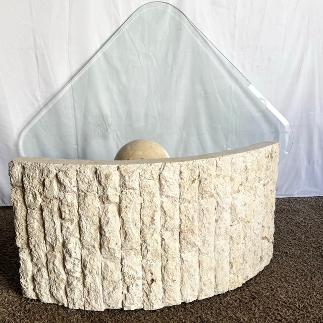 1990s Postmodern Tessellated Stone Triangular Coffee Table For Sale - Image 5 of 8