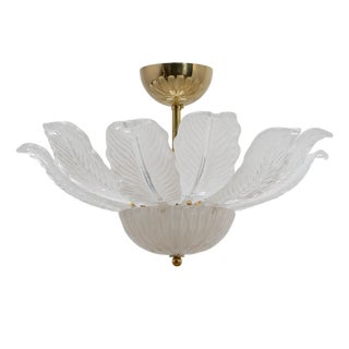 Murano Glass Ceiling Light with White Glass Flower-Shaped Petals, 2000 For Sale