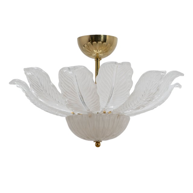 Murano Glass Ceiling Light with White Glass Flower-Shaped Petals, 2000 For Sale