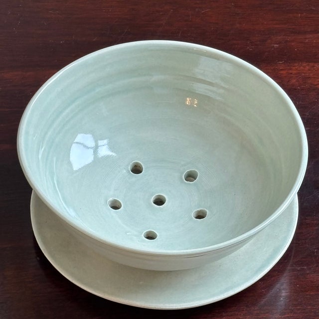 Ivory Handcrafted Studio Pottery Berry Colander For Sale - Image 8 of 18