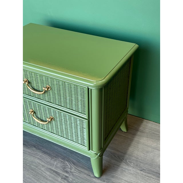 Wood 1970's High Gloss Green Lacquered Nightstand For Sale - Image 7 of 12