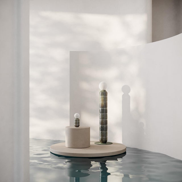 Contemporary Handcrafted Ceramic Floor Lamp in White Glaze For Sale - Image 3 of 6