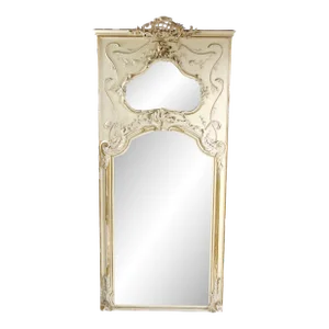 Louis XVI Style Parcel Gilt / White Painted Pier / Trumeau Mirror