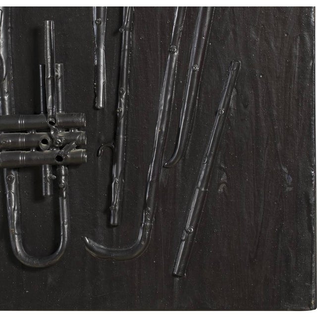 Mid-Century Modern Fernandez Arman, French 1980s Modern Signed and Archived Black Artwork For Sale - Image 3 of 6