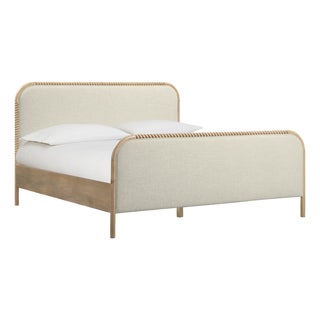 Hatia Natural Basketweave King Panel Bed For Sale