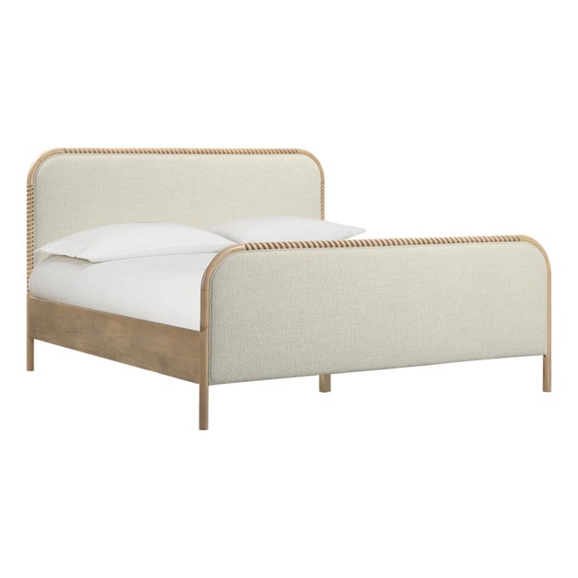 Hatia Natural Basketweave King Panel Bed For Sale