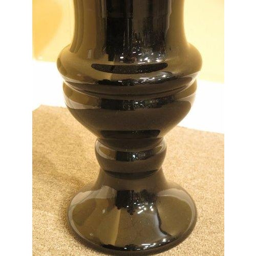 Traditional Large Black Blown Glass Floor Vase For Sale - Image 3 of 4