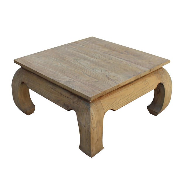 Square Unfinished Raw Wood Curved Legs Coffee Table Chairish