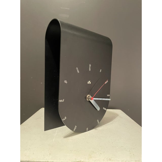 Black Vintage Table Clock, 1980 For Sale - Image 8 of 8