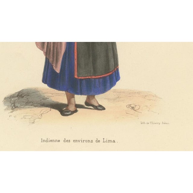 Blue Peruvian Women of Lima, Cheese Seller and Regional Costume, 1841, Lithograph For Sale - Image 8 of 11