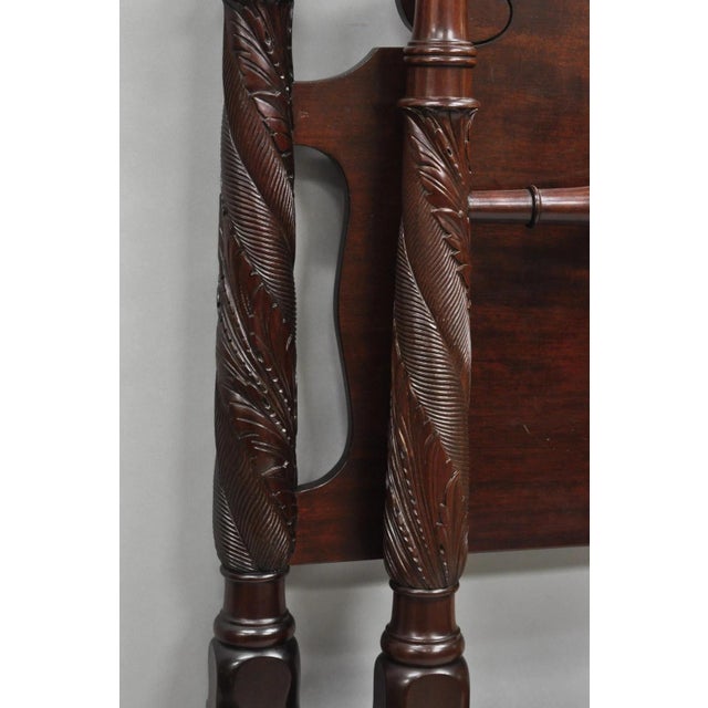 Antique Sheraton Federal Carved Mahogany Acorn Finial Twin Bed by Richter - Pair For Sale - Image 11 of 12