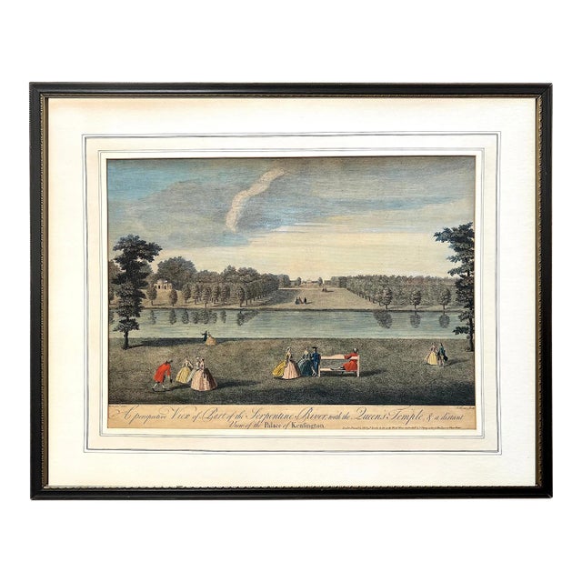 Neoclassical Engraving - Kensington Palace From the Serpentine by Tinney - Early 19th Century For Sale
