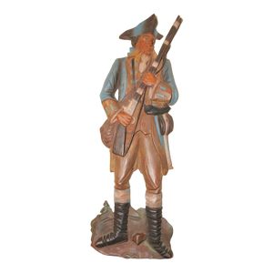 Vintage Hand Carved Painted Wood Revolutionary War Military Wall Sculpture