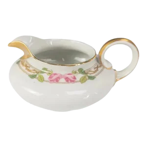 w.m. Guerin Limoges “Rose & Stem” Creamer, Hand-Gilded French Porcelain Circa 1900–1932